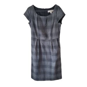 Merona Dark Gray Plaid Short Sleeve Lined Dress with Pockets